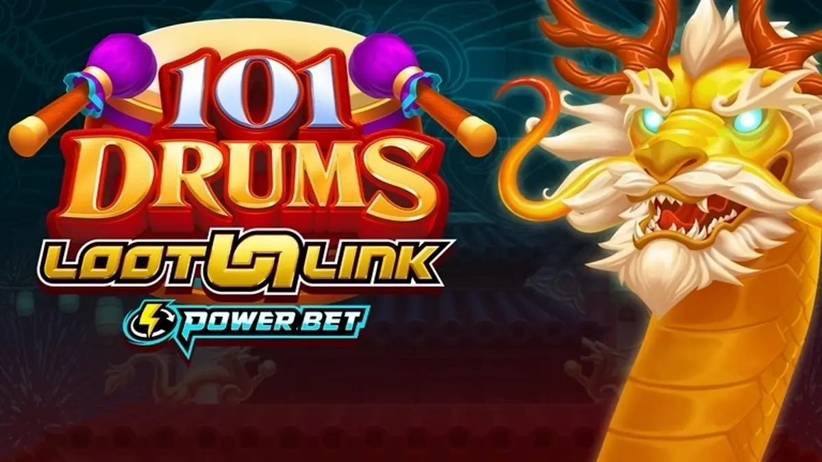 Tampilan visual slot 101 Drums dengan tema perkusi yang dinamis