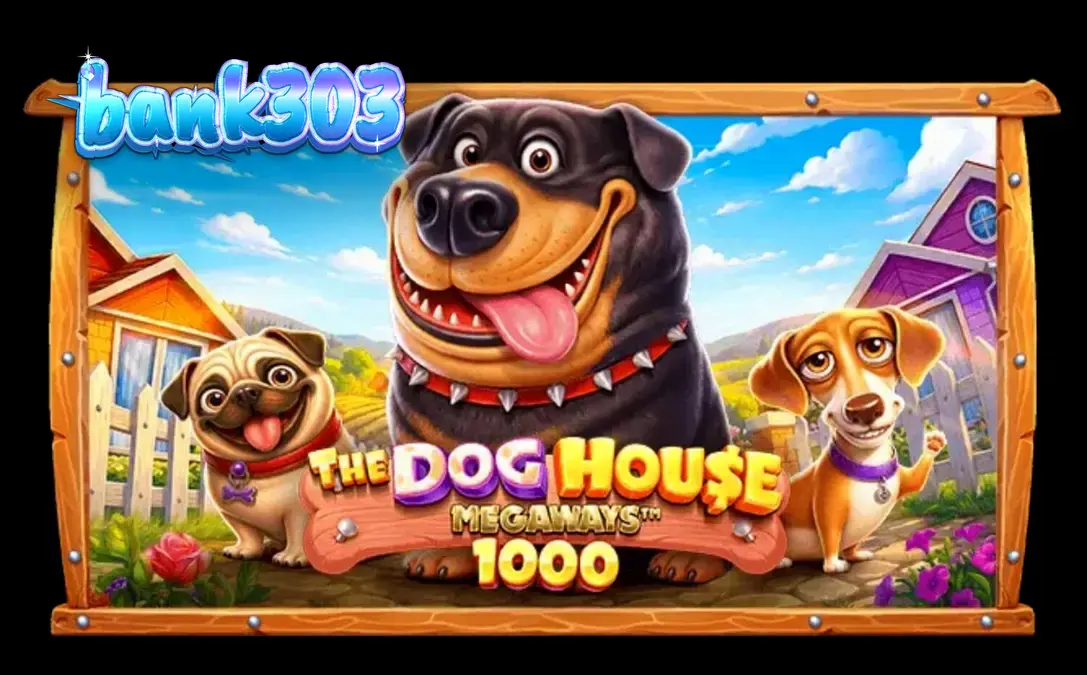 The Dog House Megaways 1000 slot machine interface with playful dog characters
